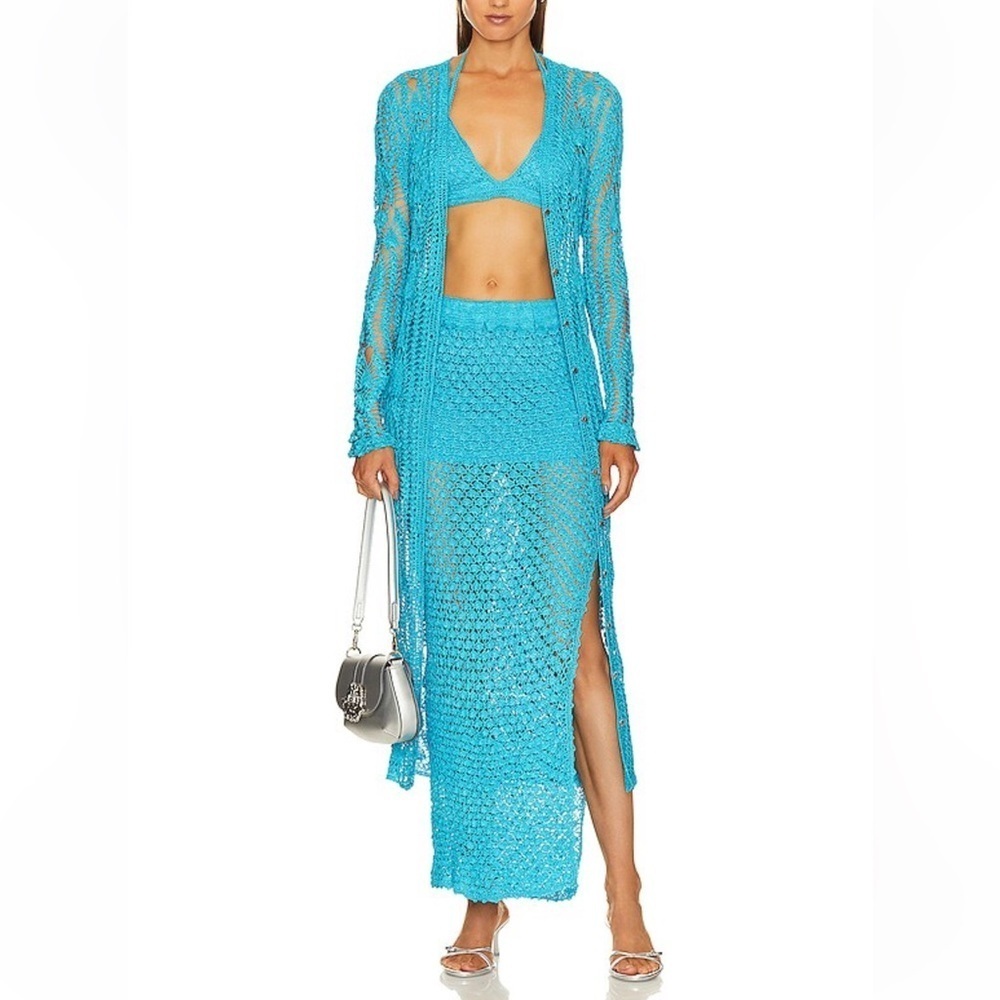 NWT SER.O.YA Sandy Crochet Skirt in Turquoise - Picture 3 of 8